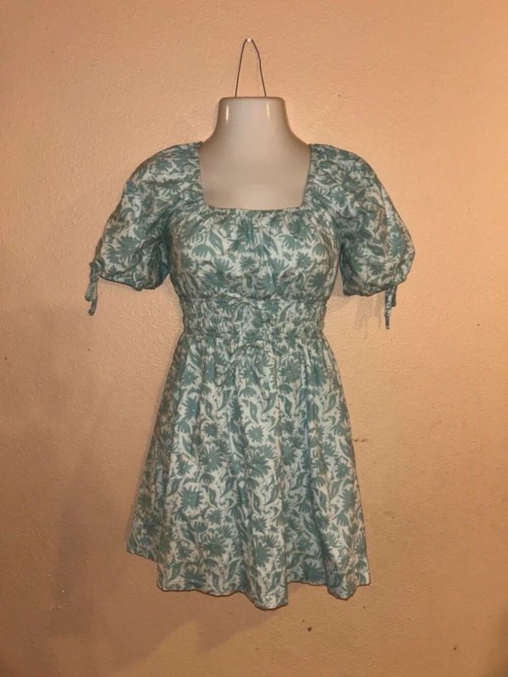 Greylin 100% Cotton Blue Puff Sleeve Homecoming Dress Cottagecore Coquette